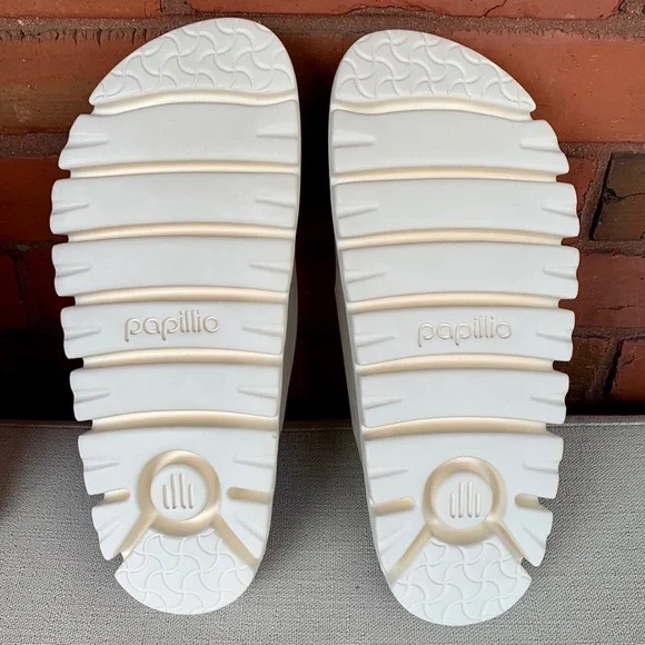 BIRKENSTOCK PAPILLIO Arizona Taupe Tan Suede Leather Chunky Platform Sandals - Picture 8 of 12